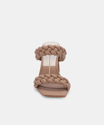 Dolce Vita Paily Braided Detail Square Open Toe Chunky Heel Sandals Cafe Stella