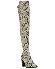 Vince Camuto Cottara Over-The-Knee Black White Snake pointed Western Boots