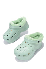 Cape Robbin Gardener-3 Olive Fuzzy Lining Platform Fashion Comfortable Slippers