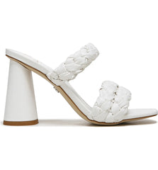 Sam Edelman Kendra White Leather Block Heel Square Open Toe Slip On Fashion Mule