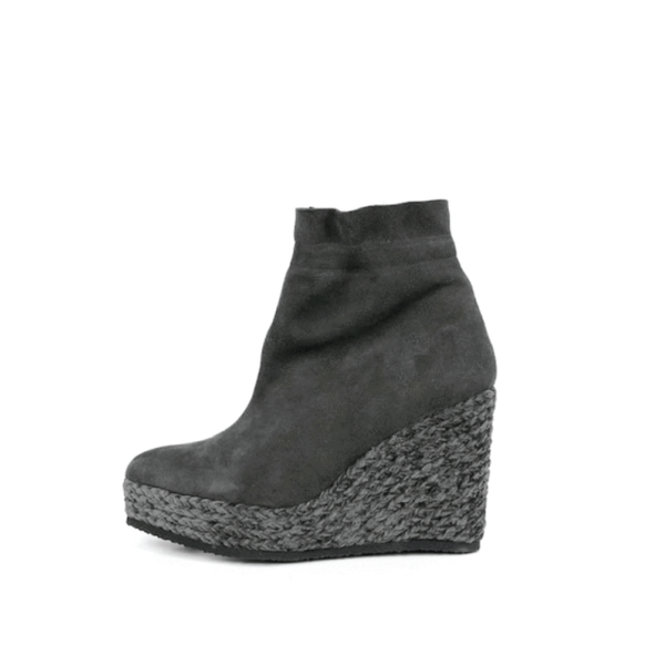 Cecelia New York Megan Black Suede Wedge Braided Jute Elastic Hold Boots