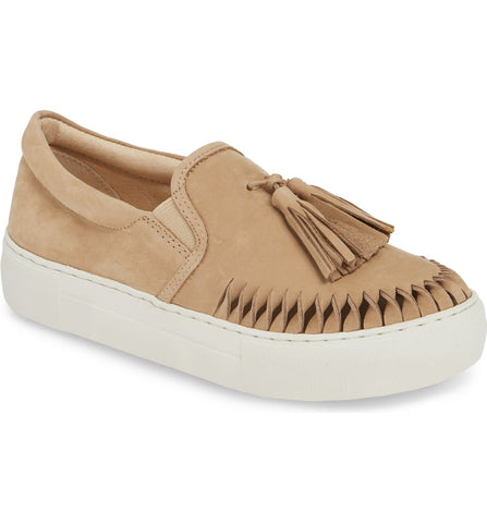 Aztec Sand Nude Leather Loafer White Platform Tassel Fashion Sneaker