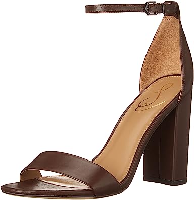 Sam Edelman Yaro Dark Chocolate Ankle Strap Open Toe Block High Heel Sandals