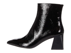 Steve Madden Women's Elaria Black Patent Block Heel Pointed Toe Fashion Booties