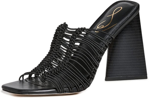 Sam Edelman Laurette Black Block Heel Slip On Squared Open Toe Fashion Mules