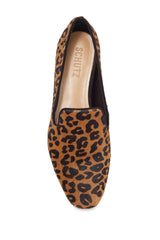 Schutz Graca Leopard Print Genuine Calf Hair Loafer Slip On Sandstone Black