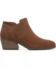 Dr. Scholl's Libra Brown Leather Stacked Heel Pull On Almond Toe Ankle Boots