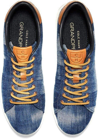 Cole Haan Grandpro Tennis Indigo Print/Ivory Lace Up Low Top Round Toe Sneakers