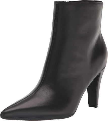 Nine West Cale9x9 Black1 Kitten Heel Pointed Toe Leather Fashion Ankle Boots