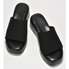 Wedge Platform Sandal Memory Foam Stretch Fabric Fitted Cloud Lightweight Wedge Sandals Chunky Heel Mule