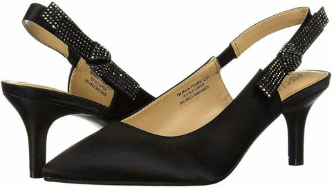 Aerosoles Women's Main Frame Pump Black Satin Formal Sling Back Pointed Shoes
