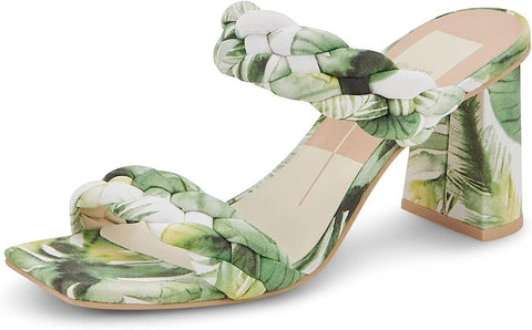 Dolce Vita Paily Khaki Palm Green Braided Straps Open Toe Block Heeled Sandals