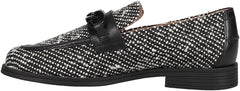 Cole Haan Stassi Black/White Boucle Slip On Chain Detailed Rounded Toe Loafers