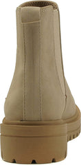 Soda Pilot Beige Pull On Round Toe Chunky Platform Block Heel Wide Ankle Boots