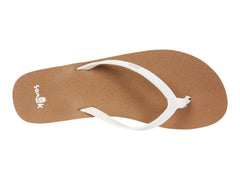 Sanuk Women Yoga Joy Thong Flip Flop Sandals WHITE/ TAN