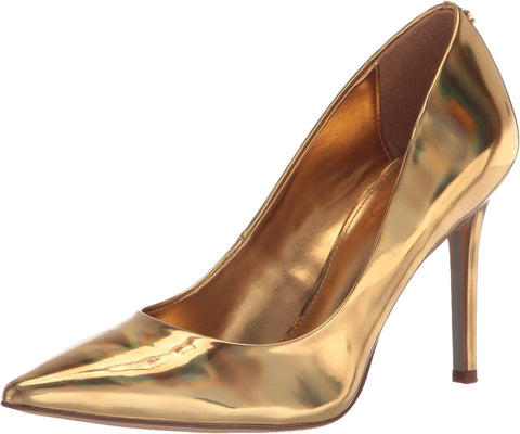 Sam Edelman Hazel Vegas Gold Metallic Stiletto Heeled Slip On Pointed Toe Pumps