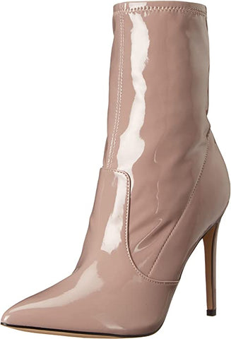 Nine West Jody3 Pink680 Mauve Patent Stiletto Heel Pointy Toe Pull On Ankle Boot