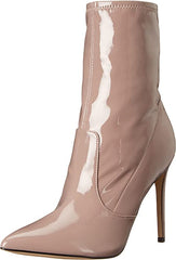 Nine West Jody3 Pink680 Mauve Patent Stiletto Heel Pointy Toe Pull On Ankle Boot