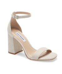 Steve Madden Women Dillion Ankle strap Heeled Sandal Bone White Lizard Pump