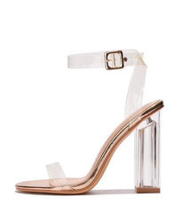 Cape Robbin Maria-2 Lucite Clear Strappy Block High Heel Open Peep Toe Sandals