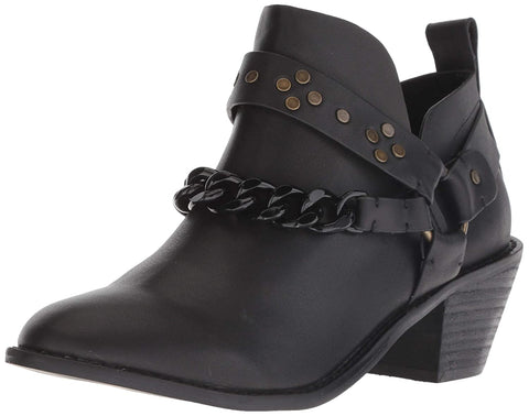 Kelsi Dagger Karma Black Leather Pull-On Pointed Toe Western Upper Ankle Bootie