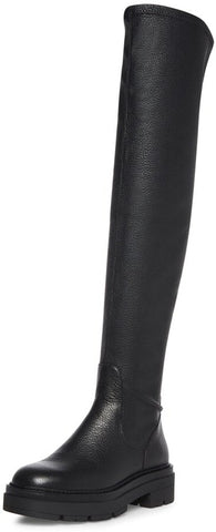 Steve Madden Industry Black Pull On Rounded Close Toe Over The Knee Fashion Boot