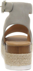 Soda Topics Dove Grey Espadrille Ankle Strap Studded Open Toe Platform Sandals