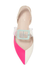Cecelia New York Deacon Sandals Neon Pink Alabaster Pointed Clear Slingback Flat