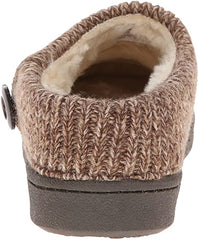 Clarks Womens Slipper Suede Leather Knitted Collar Clog Slippers - Plush Faux Fur Lining