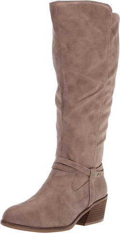 Dr. Scholl's Liberate Taupe Beige Almond Toe Stacked Block Heel Knee High Boots