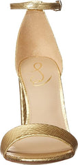 Sam Edelman Yaro Gold Ankle Strap Open Rounded Toe Block Heeled Sandals