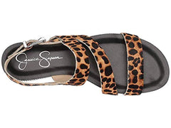 Jessica Simpson BRAELYN2 Natural Leopard Flats Open Toe Rhinestone Sandals