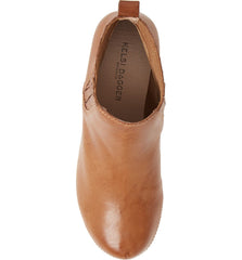 Kelsi Dagger Jax Mocha Genuine Leather Wood Clog Toe Pull On Chelsea Bootie