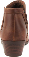Soda Chance Cognac Block Heeled Side Zipper Closed Toe Breathable Ankle Booties