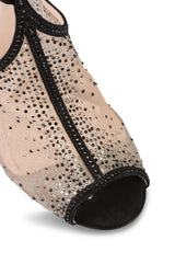 Klub Nico Margeaux Black Mesh Rhinestone Peep Toe Fashion Stiletto High Sandals
