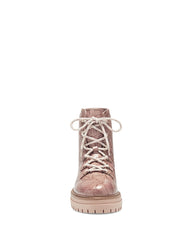 Louise Et Cie Sheena Soft Rose Nude Leather Lace-Up Classic Combat Lug Boots
