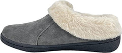 Clarks Indoor and Outdoor Grey Slipper Warm Plush Wool Mule Slip-On Fur Lined Clogs