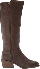 Dr. Scholl's Liberate Chestnut Brown Almond Toe Stacked Heel Knee High Boots