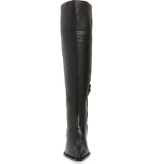 Lust For Life Tania Knee High Boot Black Leather Block Heel Designer Dress Boots