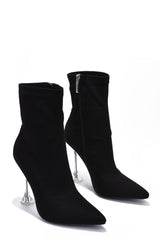 cape robbin Renee Pointed Toe Perspex Clear Stiletto Heeled Ankle Dress Booties