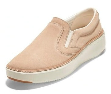 Cole Haan Grandpro Topspin Slip On Sesame Suede/Ivory Chunky Low Top Sneakers