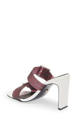 Cecelia New York Vicki Black/White Slip On Open Toe Block Heel Fashion Sandals