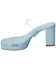 Schutz Ariella Platform Blue Open Toe Translucent Straps Block High Heel Sandals
