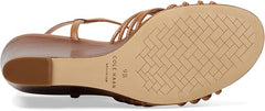 Cole Haan Jitney Knot Pecan Leather Ankle Strap Open Toe Wedge Heeled Sandals