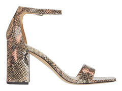 Sam Edelman Daniella Peach Snake Printed Ankle Strap Block Heeled Dress Sandals