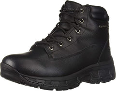 Skechers Morson Sinatro Black Lace Up Rounded Toe Combat Ankle Leather Boots