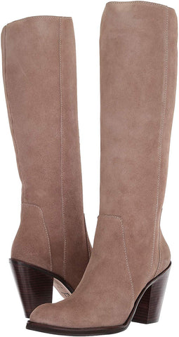 Lust For Life Jordan Boot Taupe Beige Suede Chunky Stacked Heel Knee High Boots