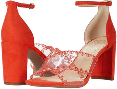 Jessica Simpson Nikaye Clear Orange Ankle-Strap Block Heeled Dress Sandals