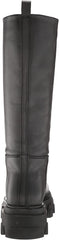 Steve Madden Priority Black Leather Chunky Lug Sole Rounded Toe Pull On Boots
