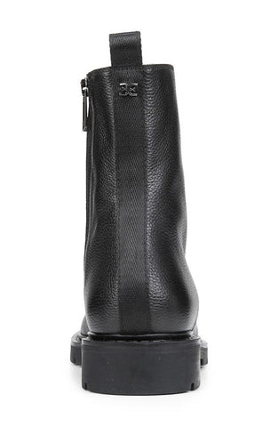 Sam Edelman Elliott Black Leather Rounded Toe Combat Ankle Lug Sole Boots